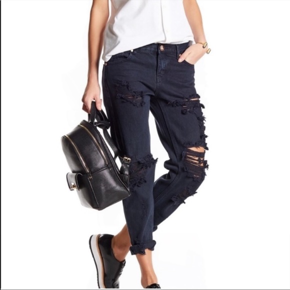 One Teaspoon Distressed London Awesome Baggy Low Rise Jeans Size 27